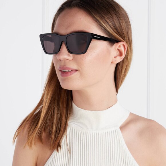 NEW SL276 MICA 032 SAINT LAURENT SUNGLASSES WOMEN BLACK CAT EYE EYEWEAR SL 276 - Picture 1 of 6